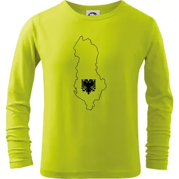 Chlapecké tričko Albánie obrys mapa - Triko dětské Long Sleeve - 122 cm/6 let ( Limetková )