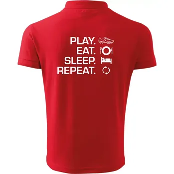 Pánská košile Play Eat Sleep Repeat fotbal - Polokošile pánská Pique Polo 203 - 5XL ( Červená )