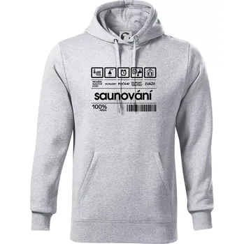 Pánská mikina Čárový kód - sauna - Mikina pánská Cape s kapucí - M ( Světlešedý Melír )