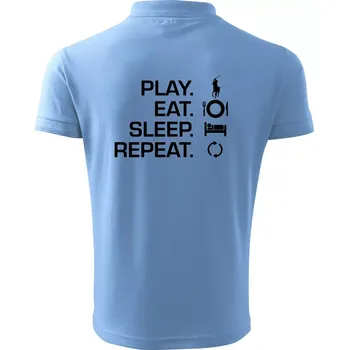 Pánská košile Play Eat Sleep Repeat polo - Polokošile pánská Pique Polo 203 - 4XL ( Pyžamově světlá modrá )