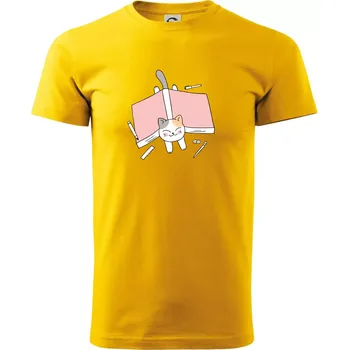 Pánské tričko Učení na státnice kočka - Triko extra velké (5-8XL) - 8XL ( Žlutá )