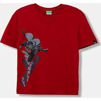 Dětské bavlněné tričko United Colors of Benetton červená barva, s potiskem, 3JERC10PO 3JERC10PO.G.seasonal 33X, vel. 130