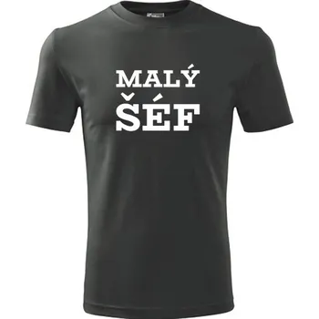 Pánská móda Grafitové tričko Malý šéf - dárek pro ředitele - barva antracit - velikost L