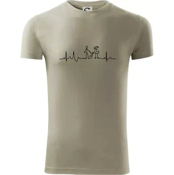 Pánské tričko EKG rodina a jedno dítě - Viper FIT - Pánské zůžené tričko - 3XL ( Light khaki )