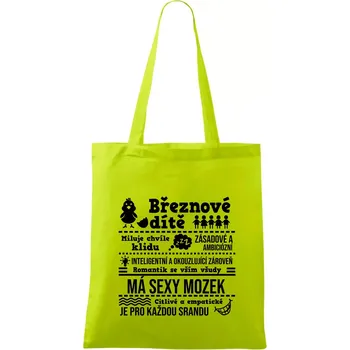 Narozeniny březen - Taška bavlněná - 42 x 38 cm ( Limetková )