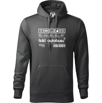Pánská mikina Čárový kód řidič autobusu - Mikina pánská Cape s kapucí - 4XL ( Tmavá břidlice (šedá se zeleným nádechem) )