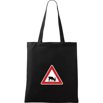 Nákupní taška Dopravní značka - Pozor los - Taška bavlněná - 42 x 38 cm ( Černá )