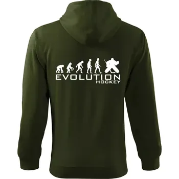 Pánská mikina Evoluce Hockey brankář - Mikina s kapucí na zip trendy zipper - L ( Military )