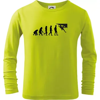 Dětská móda Evoluce bouldering - Triko dětské Long Sleeve - 104-110cm / 3-4 roky ( Limetková )