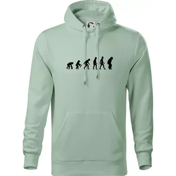 Pánská mikina Evoluce baseball chytač - Mikina pánská Cape s kapucí - 4XL ( Sage )