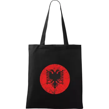 Nákupní taška Albánie znak v kruhu - Taška bavlněná - 42 x 38 cm ( Černá )