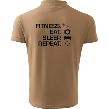 Pánská košile Fitness Eat Sleep Repeat - Polokošile pánská Pique Polo 203 - 4XL ( Písková )