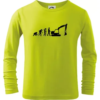 Dětská móda Evoluce bagr velký - Triko dětské Long Sleeve - 104-110cm / 3-4 roky ( Limetková )