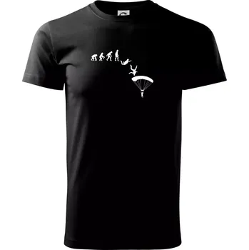 Pánské tričko Evoluce parašutista seskok - Triko extra velké (5-8XL) - 7XL ( Černá )