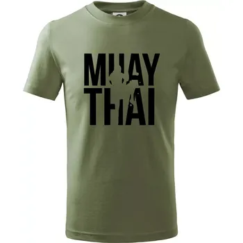 Dětská móda Nápis Muay Thai - Tričko dětské bavlněné - 146 cm/10 let ( Khaki )