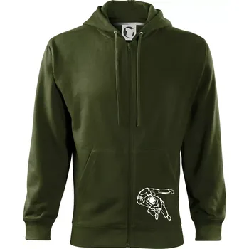 Pánská mikina Judo nápis + postavy - Mikina s kapucí na zip trendy zipper - S ( Military )