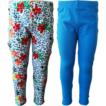 Dívčí legíny LEMON BERET balení 2 kusy modré a květy Barva: Modrá, Velikost: 122