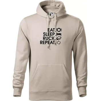 Pánská mikina Eat sleep Rugby - Mikina pánská Cape s kapucí - 4XL ( Ledově šedá )