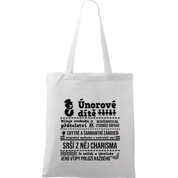 Narozeniny únor - Taška bavlněná - 42 x 38 cm ( Bílá )