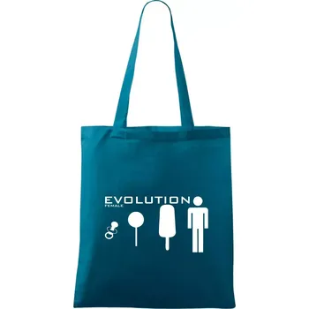 Nákupní taška Evoluce ženy - Taška bavlněná - 42 x 38 cm ( Petrolejová )