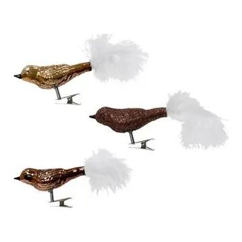 Vánoce Včas Ozdoba PTÁČEK na skřipci 3 ks