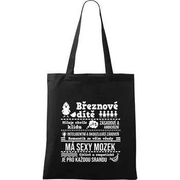 Narozeniny březen - Taška bavlněná - 42 x 38 cm ( Černá )