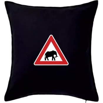 Polštář Dopravní značka - Pozor slon - Polštář 50x50 - 50x50 - Pouze potah ( Černá )