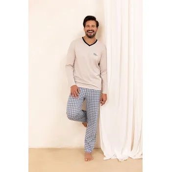 Pánské pyžamo Pyžamo Regina 491 long/r M-XL Z25/26 pánské béžová M