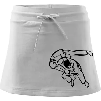 Dámská sukně Judo nápis + postavy - Sportovní sukně - two in one - XS ( Bílá )