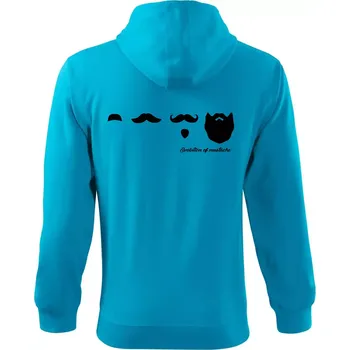 Pánská mikina Evolution mustache - Mikina s kapucí na zip trendy zipper - 3XL ( Světlý tyrkys )