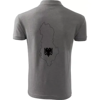 Pánská košile Albánie obrys mapa - Polokošile pánská Pique Polo 203 - 4XL ( Tmavě šedý melír )