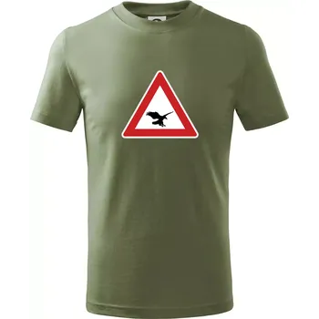 Dopravní značka - Pozor orel - Tričko dětské bavlněné - 146 cm/10 let ( Khaki )