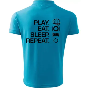 Pánská košile MMA eat sleep repeat - Polokošile pánská Pique Polo 203 - 4XL ( Světlý tyrkys )