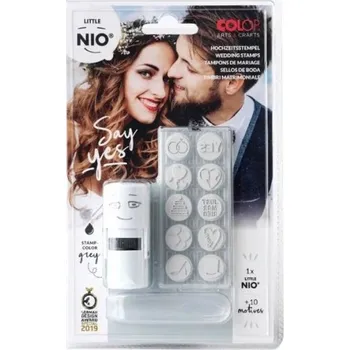 Razítko COLOP Little NIO Wedding (10 ks motivů+razítko+polštářek šedé barvy)