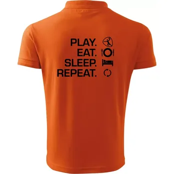 Pánská košile Play Eat Sleep Repeat házená - Polokošile pánská Pique Polo 203 - 2XL ( Oranžová )