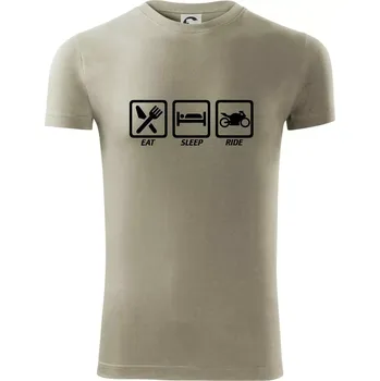 Pánské tričko Eat sleep ride - silnice - Viper FIT - Pánské zůžené tričko - XL ( Light khaki )