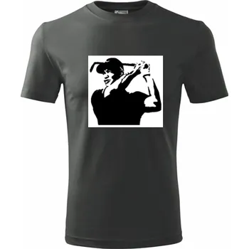 Grafitové tričko Tiger Woods 2 - dárek pro golfistu - barva antracit - velikost S