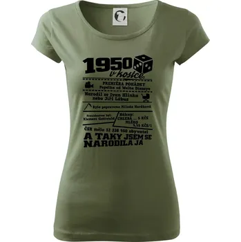 Dámské tričko 1950 v kostce - Dámské triko Pure - XL ( Khaki )