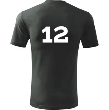 Grafitové tričko s číslem 12 - na fotbal - fotbalové tričko - barva antracit - velikost S