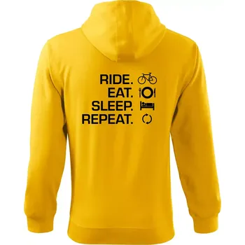 Pánská mikina Ride Eat Sleep Repeat kolo - Mikina s kapucí na zip trendy zipper - XL ( Žlutá )