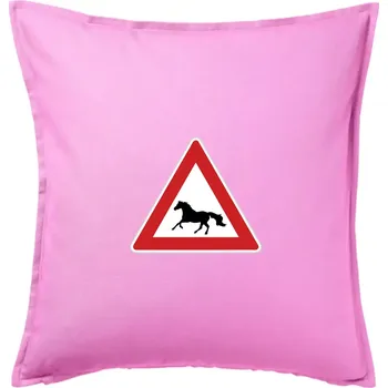 Polštář Dopravní značka - Pozor kůň běžící - Polštář 50x50 - 50x50 - Pouze potah ( Růžová )