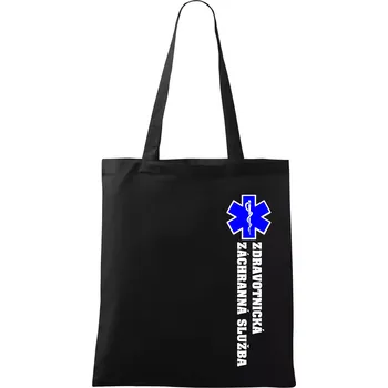 Nákupní taška Hvězda života - zdravotnická záchranná služba - Taška bavlněná - 42 x 38 cm ( Černá )