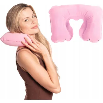 Polštář AJK Polštář Nafukovací opěrka hlavy pro turisty Ergonomická růžová