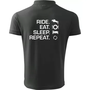 Pánská košile Ride Eat Sleep Repeat koně - Polokošile pánská Pique Polo 203 - 4XL ( Tmavá břidlice (šedá se zeleným nádechem) )