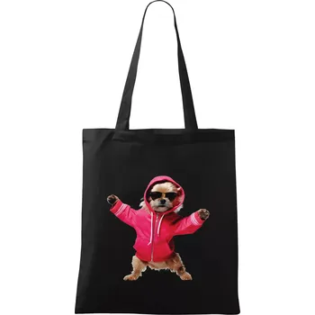 Yorkšír v mikině - Taška bavlněná - 42 x 38 cm ( Černá )