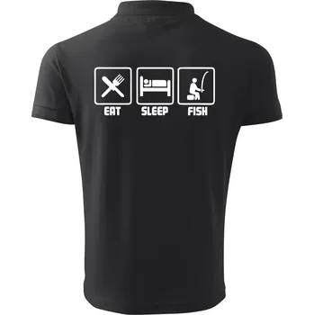 Pánská košile Rybaření - Eat sleep Fish - Polokošile pánská Pique Polo 203 - 5XL ( Dřevěné uhlí )