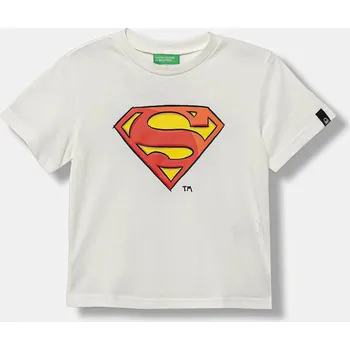 Dětské bavlněné tričko United Colors of Benetton bílá barva, s potiskem, 3JERG10JX 3JERG10JX.P.seasonal 00X, vel. 90