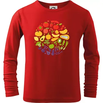 Chlapecké tričko Zelenina v kruhu - Triko dětské Long Sleeve - 134 cm/8 let ( Červená )