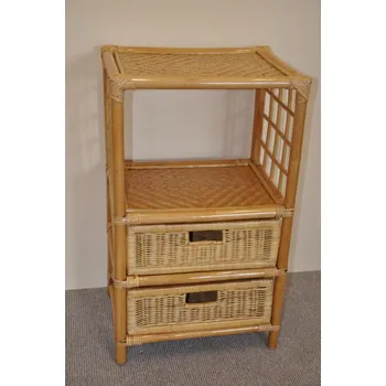 Komoda Ratanová KOMODA 2 ZÁSUVKY a police medová