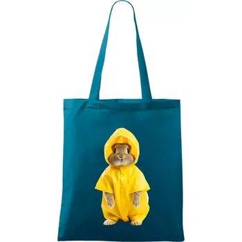 Králík v pláštěnce - Taška bavlněná - 42 x 38 cm ( Petrolejová )